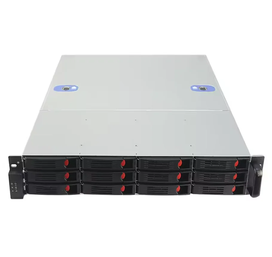 DIY 2U 19 Inch ATX Server Chassis with 12 Hot Swap Bays Plastic DVR Rack for Large Data Storage Stock with Fan - view 3
