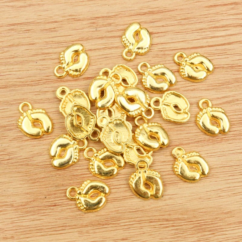 20pcs 13x10mm Charms feet foot Tibetan Silver Plated Gold Plated Bronze Pendants Antique Jewelry Making DIY Handmade Craft