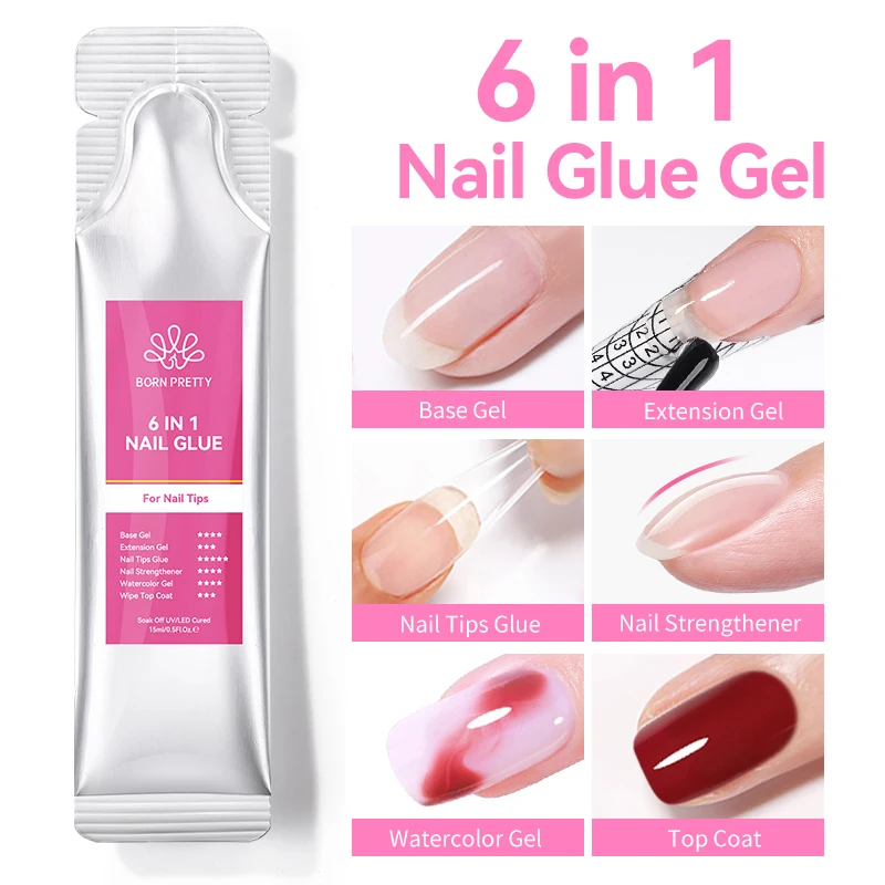 BORN PRETTY 15g Gel de Base Super Shine couche de finition 6 en 1 colle à ongles Gel multi-fonctionnel manucure Nail Art