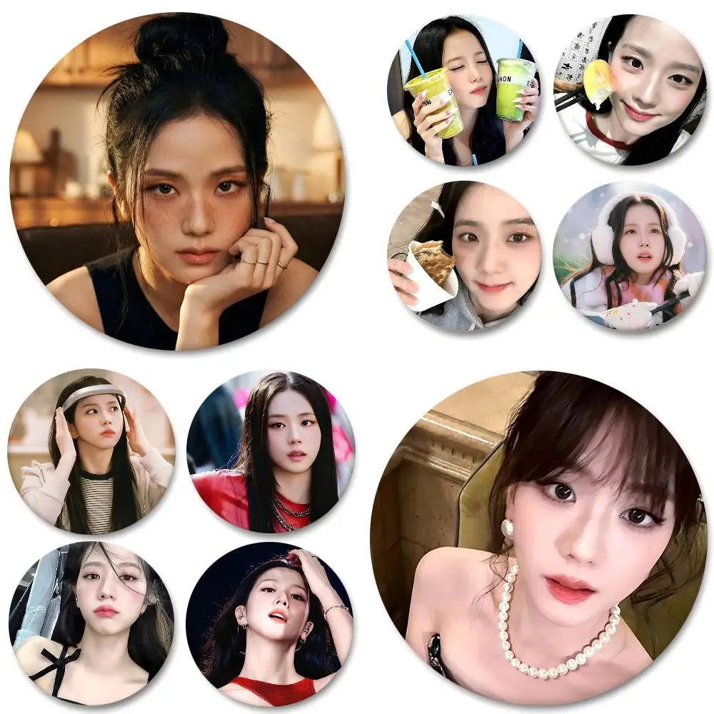 Korean Group Singer J-Jisoo Round Badge Creative Brooch Clothing Backpack Accessories Lapel Pin