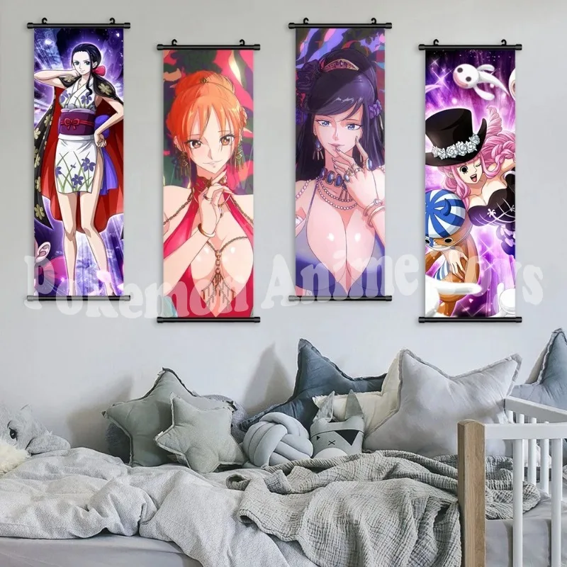 One Piece Nami Hanging Scrolls Anime Canvas Nico Robin Wall Art Yamato Painting Cartoon Modular Picture Poster for Home Decor