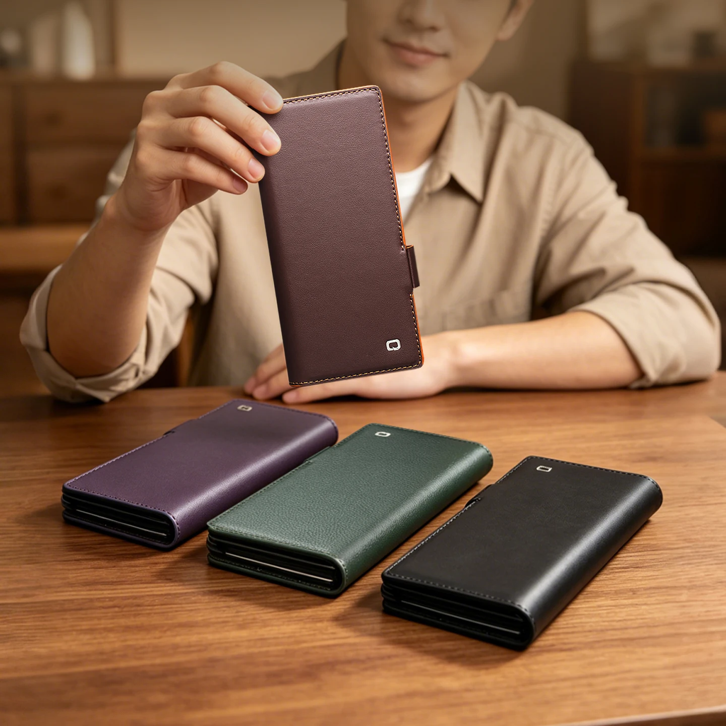 For Samsung Galaxy Z Fold 8 Ultra QIALINO Premium Genuine Leather Case for Samsung Z Fold8 Ultra Natural Cowhide Wallet Cover