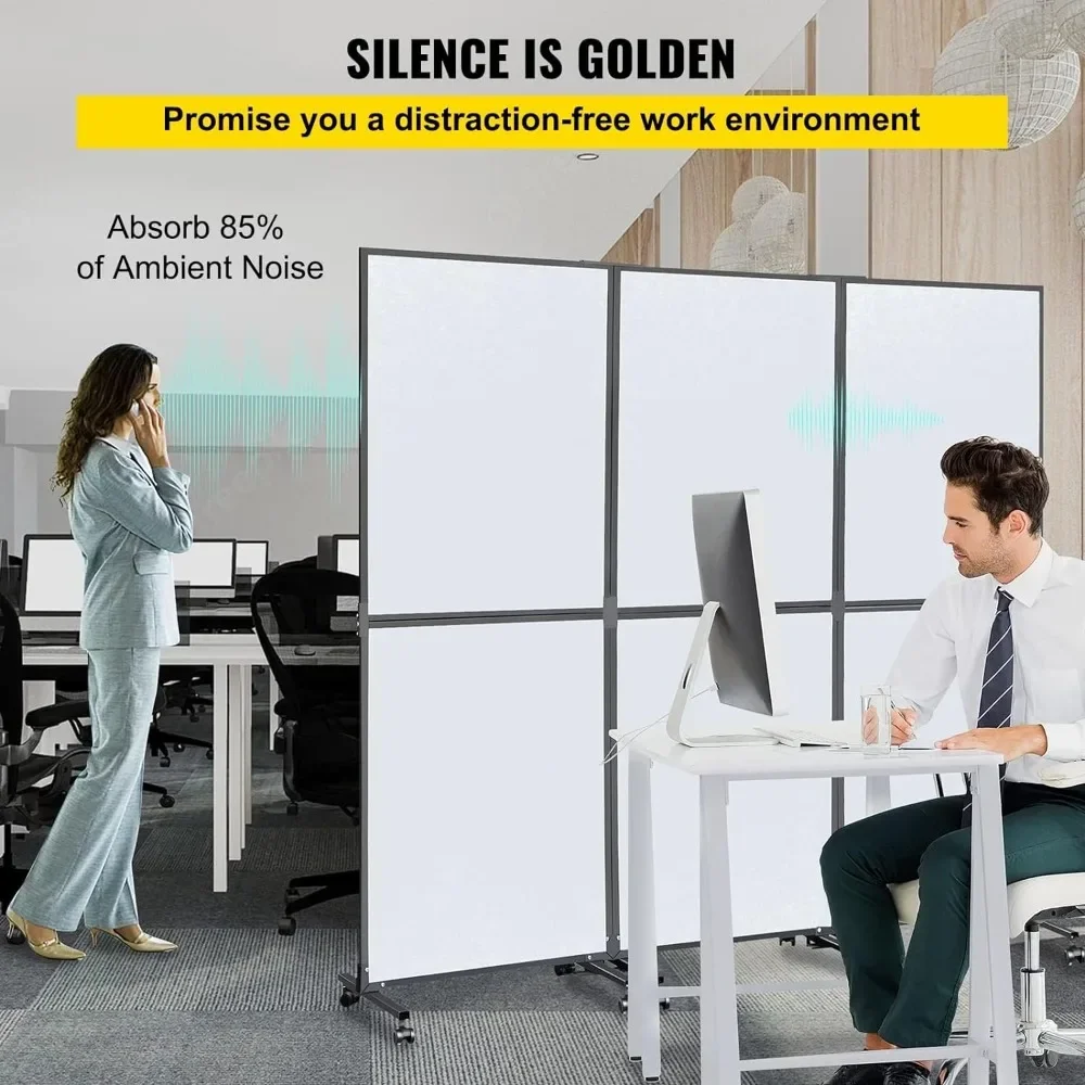 Room Divider, 5.5 ft Room Dividers and Folding Privacy Screens, Partition Room Dividers 3 Panels, Portable Office Walls