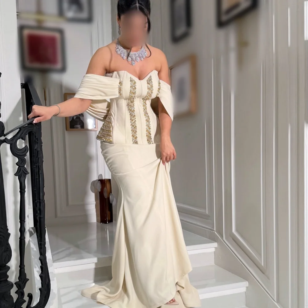 

Customized Luxury Off-the-shoulder Wedding Party Dress Glitter Trumpet Long Dresses Formal Evening Dress For Banquet