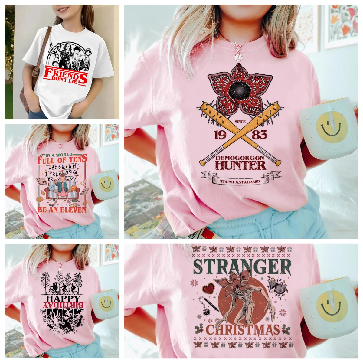 Correndo até aquela colina camiseta crianças o demogorgon manga curta camiseta para crianças casual solto menina menino gráfico impresso topos