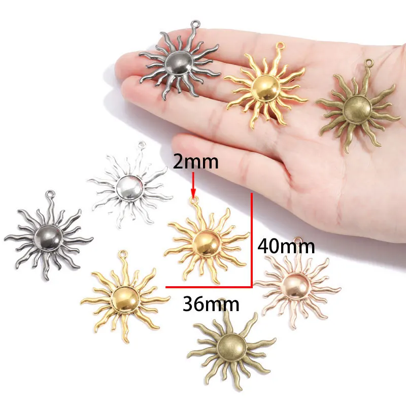 

100PC/lot alloy sun Pendant Charm dangle charms 36x40mm Fit For earrings Necklace keychain jewelrys making