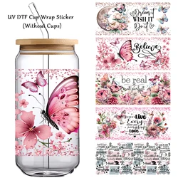 1Pcs Butterfly Theme UV DTF Transfer Sticker,Positive Inspirational UV DTF Cup Wrap Decal for Mug Cup,Waterproof Vinyl Decal