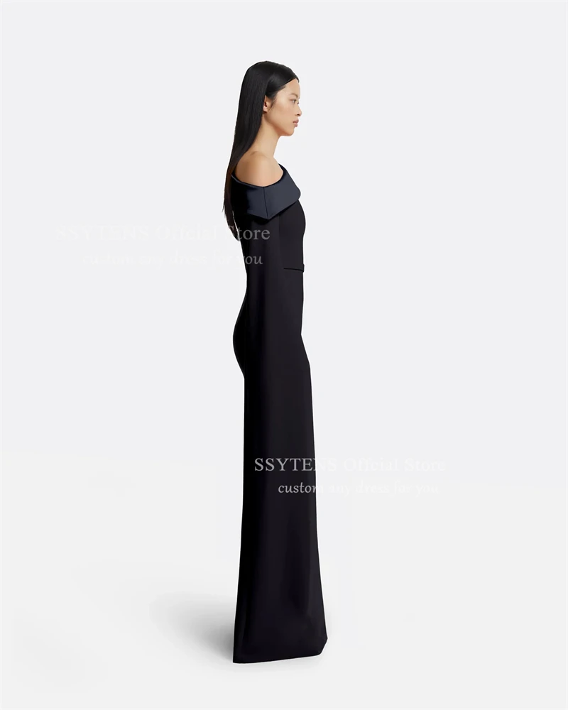 SSYTENS Modern Black Mermaid Evening Dresses One Shoulder Formal Occasion Prom Dresses For Wedding Crepe Customize Party Gowns