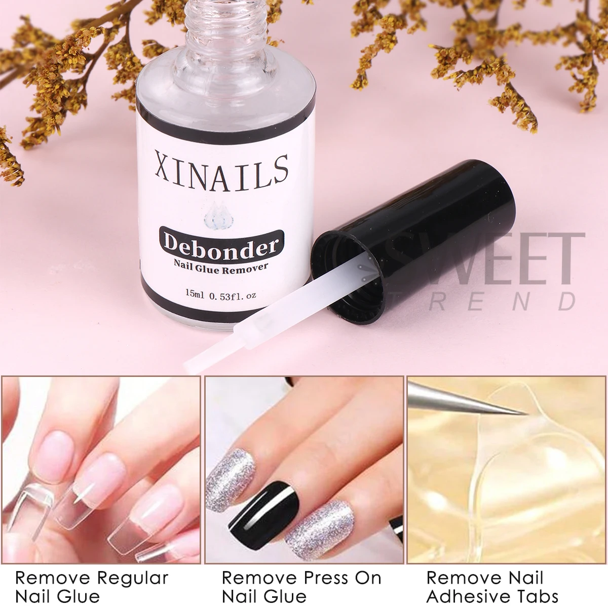 15ml Nail Glue Remover for Press on Nails False Tips Quickly Removal Debonder Glue Off Rhinestone Fast Dissolve Liquid Manicure