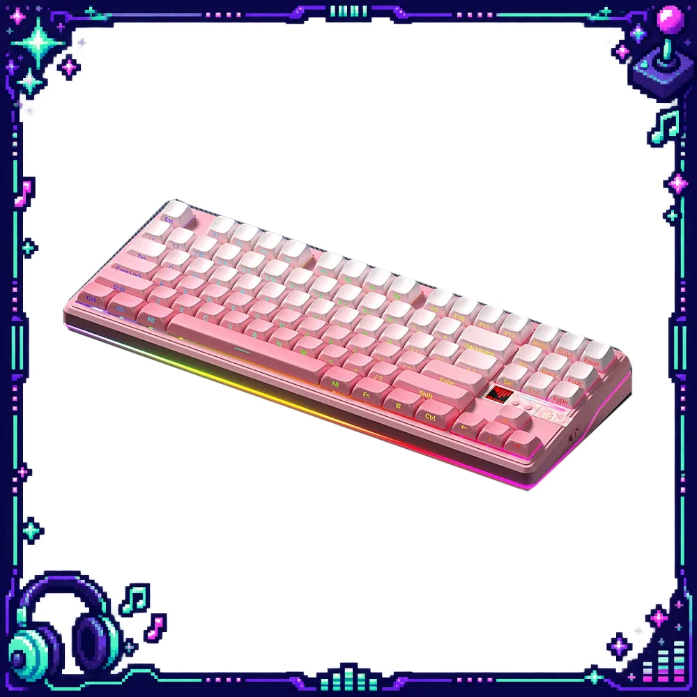 AULA F87 Pro V2 Wireless Mechanical Keyboard Master Edition White Contour Reaper Switch Tri Mode RGB Hot Swap TFT Display Knob