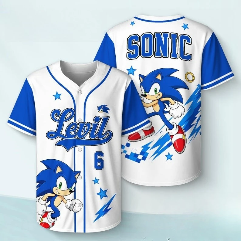 A Must-have for Anime Fans: Sonic 3D Printed Baseball T-shirt for Adults, Children, Daily Travel, Leisure Sports, Family Jerseys