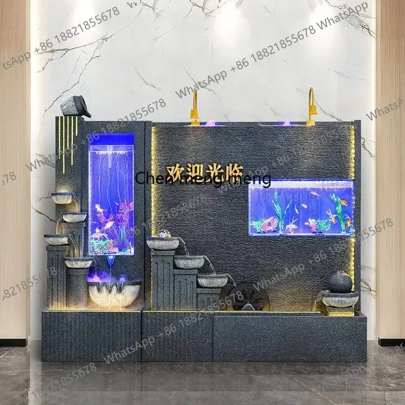 

K153 European simple running water fountain floor-to-ceiling fish tank circulating water living room entrance water curtain wall