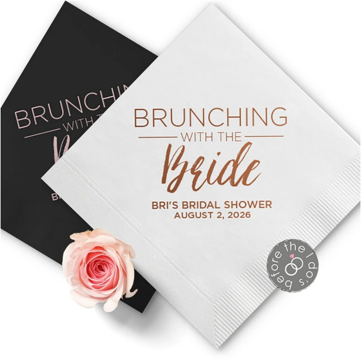 

50pcs Personalized Bridal Shower Napkins Brunching with the Bride - Party Napkins - Cocktail Napkins Wedding - Wedding Napkins