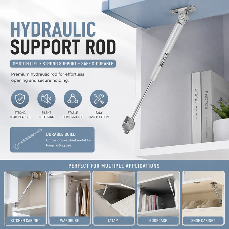Hydraulic Gas Strut Lift Support Cabinet Cupboard Upward Flip Door Hinge Pneumatic Rod for Tatami Bed Wardrobe Furniture