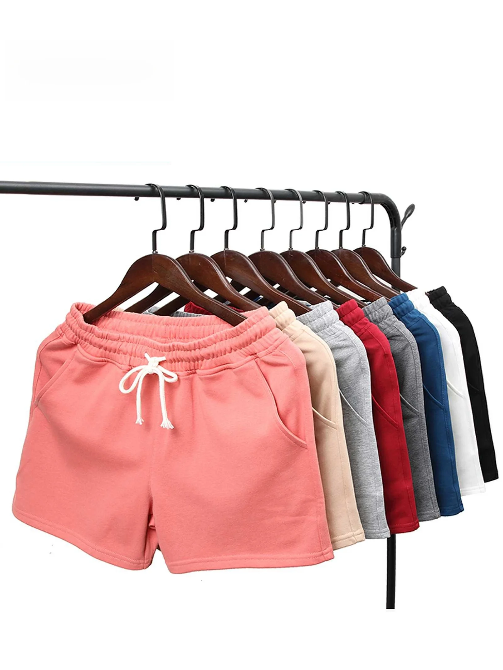 

Розовые хлопковые спортивные шорты для мужчин, летние, длиной до колена, для бега, фитнеса, повседневные, модные, мужская одежда