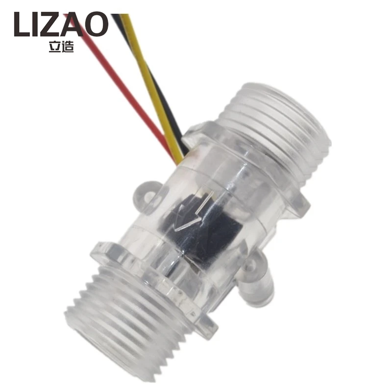 LIZAO 4 Stars Transparent Flow Sensor, Turbine Flow Meter Transparent Water Meter Liquid Water Flow Sensor