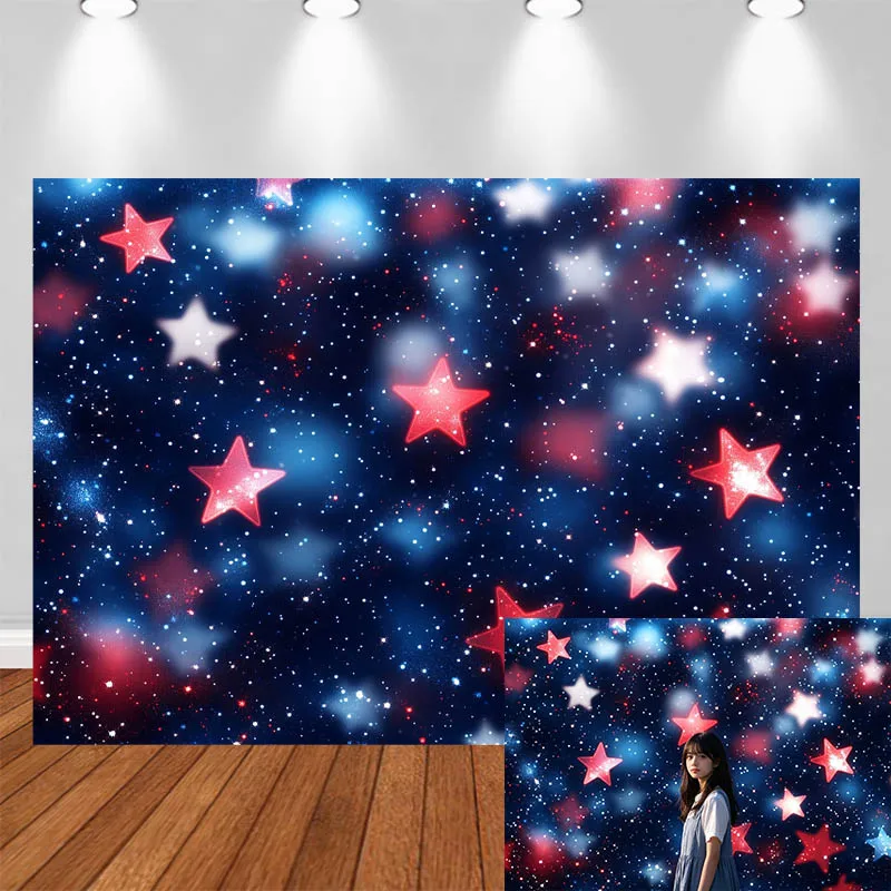 

LS Photography Background Twinkling Stars Deep Blue Black Neon Lights Decor Cake Smash Adult Kids Portrait Photo Backdrop Studio