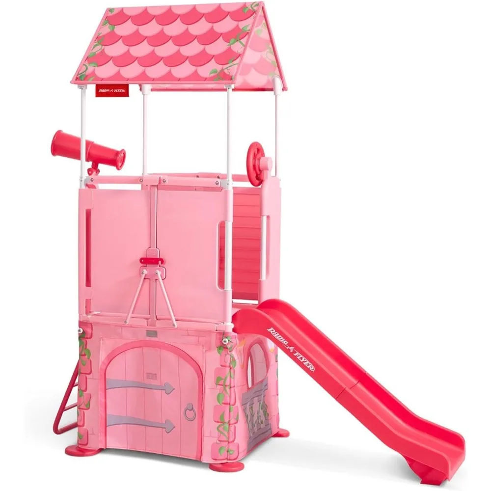 

Radio Flyer Play & Fold Away Princess Castle, Toy Slide, Fort, & Climbing Playhouse