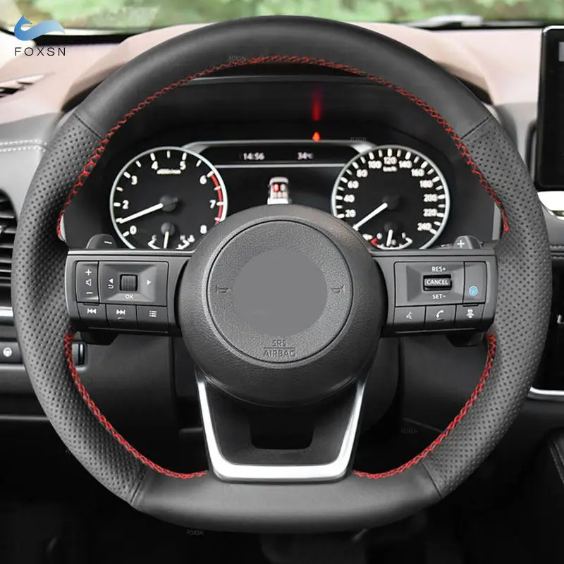 Car Interior Steering Wheel Perforated Leather Cover For Nissan Qashqai J11 J10 Leaf X Trail in March Tiida Kicks Versa Ju 2023