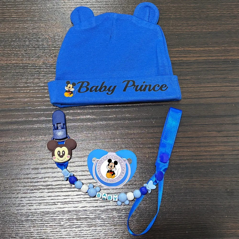 Newborn Pacifier & Baby Chain Clip / Newborn Hat Baby Boy / Girl Nipple Newborn Pacifier Cute Gift Card Adorable Photo Set view 3