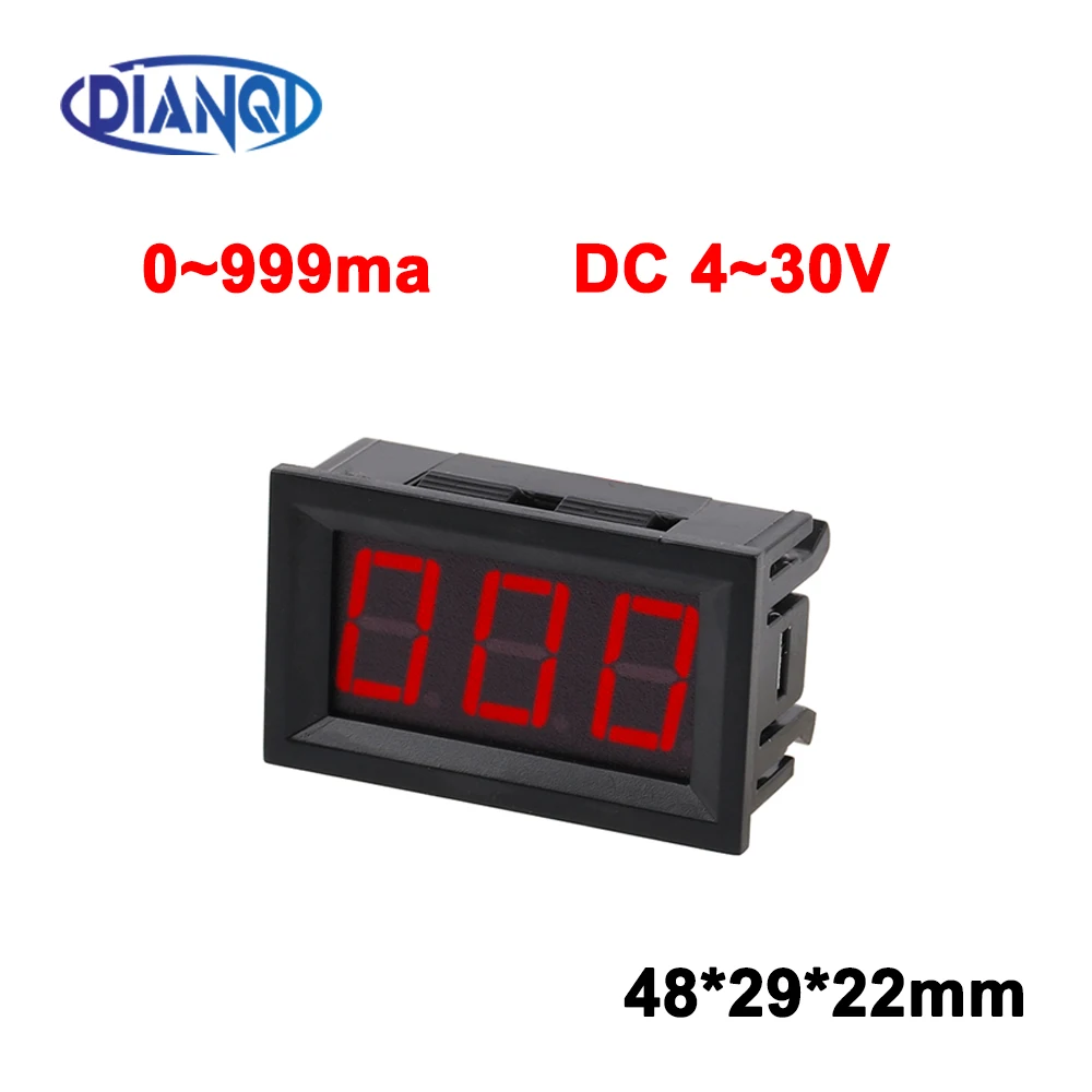 Amperímetro digital DC, cabeça de amperímetro digital de alta precisão 0-999mA, amperímetro em miniatura de miliamperes