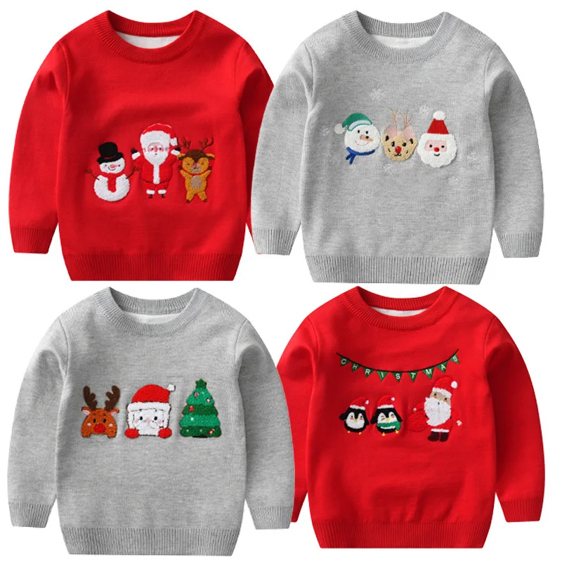 

Christmas Baby Boy Girl Cartoon Knit Pullover Warm Sweaters Kids Clothes Autumn Winter Children Xmas Clothing