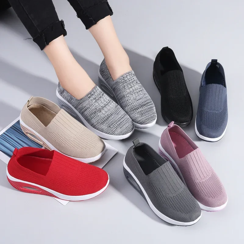 2024 Autumn Women's Shoes Cross-Border Kick Comfortable and Non-Slip Soft-Soled Mesh Surface Tenis Breathable Air Cushion