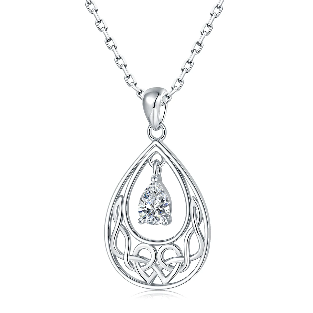 925 Sterling Silver Celtic Knot Necklace Irish Good Luck Pendant With Zircon Jewelry Valentine Day Gifts For Women Mom Wife