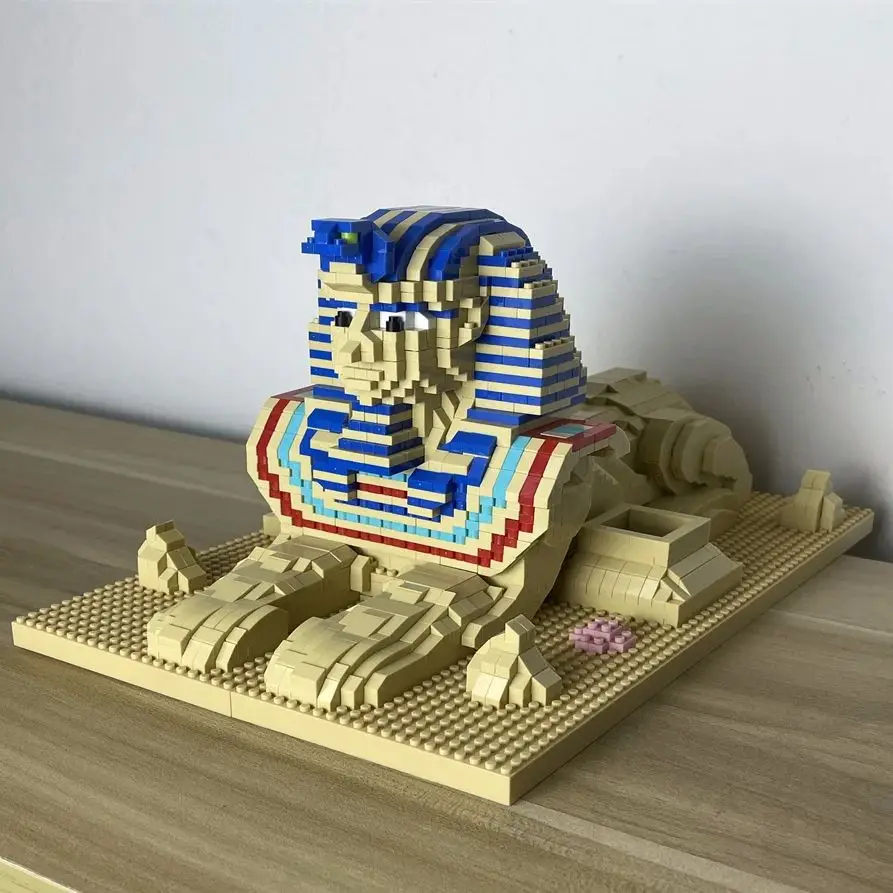 LED Exquisite Sphinx with Micro Mini Building Block Set: Creative Architectural Puzzle -Ideal Gift for Egyptology Enthusiasts