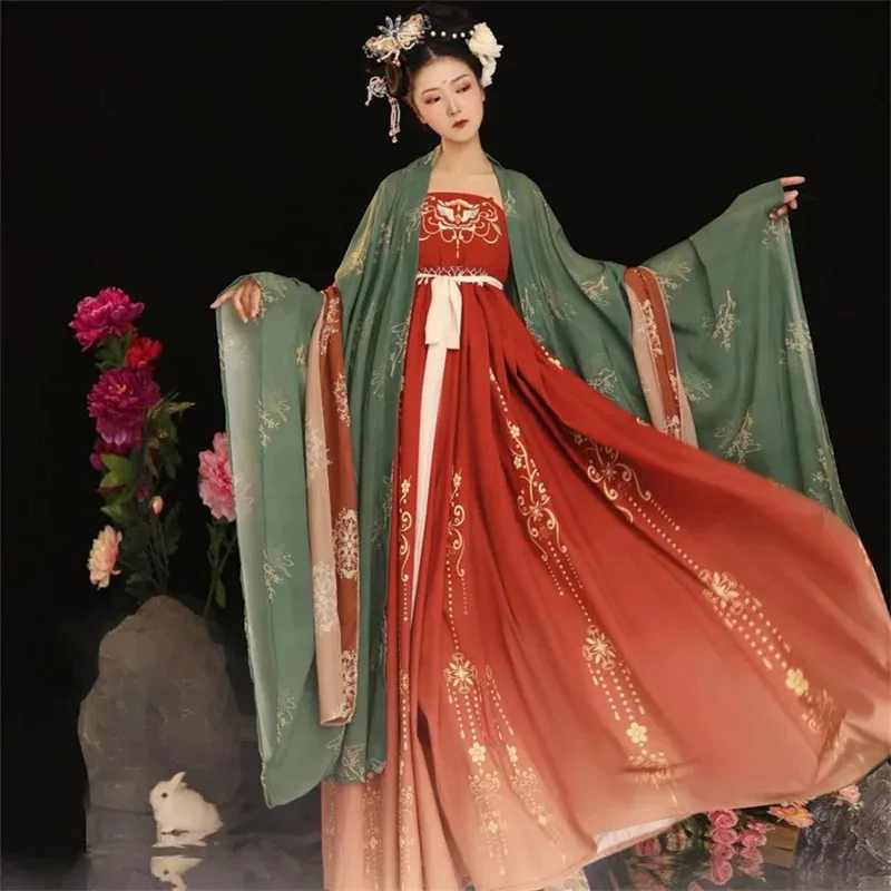 Ancient Chinese Costume Women Clothing Traditional Hanfu Women Plus Size Tang Dynasty Dance Costumes Folk Fairy Dress Red Outfit