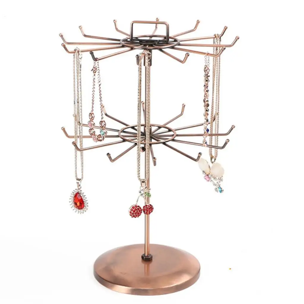 

Vintage 2 Tiers Jewelry Rotating Hanging Display Organizer Bracelet Necklace Rack
