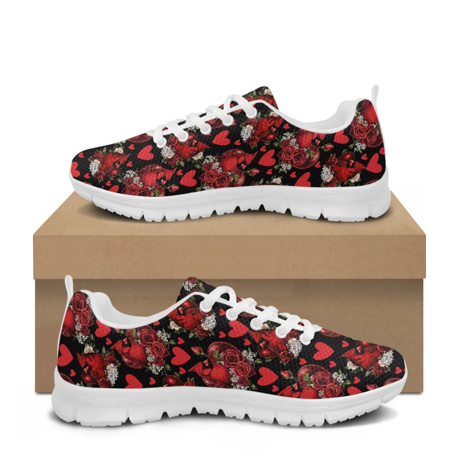 Coloranimal Heart and Rose Breathable Running Shoe Mens Athletic Trainers Athletic Sneaker for Women Womens