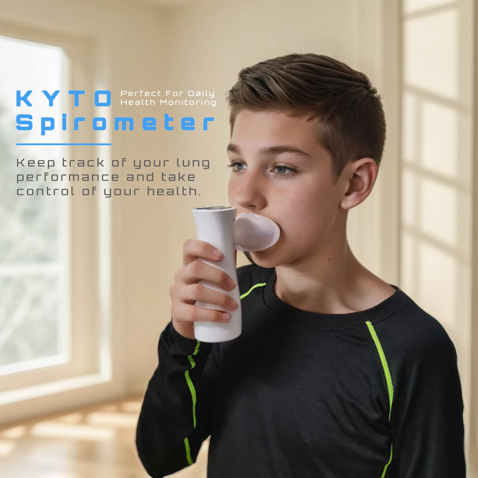 LCD Digital Spirometer Deep Breathing Exercise  Trainer Device for Lungs  Portable Peak Flow Meter