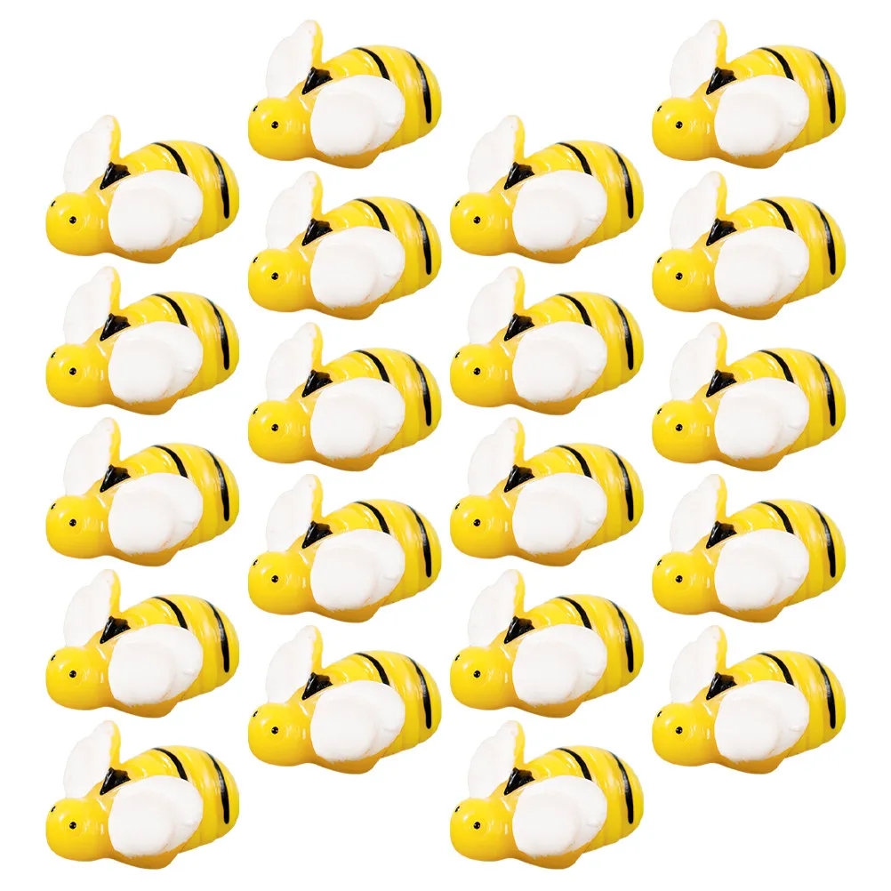 20Pcs Compact Resin Bees Decor Ideal for Desk Bookshelf Mini Gardens Moss Landscaping Micro Landscaping Resin Animal Miniatures