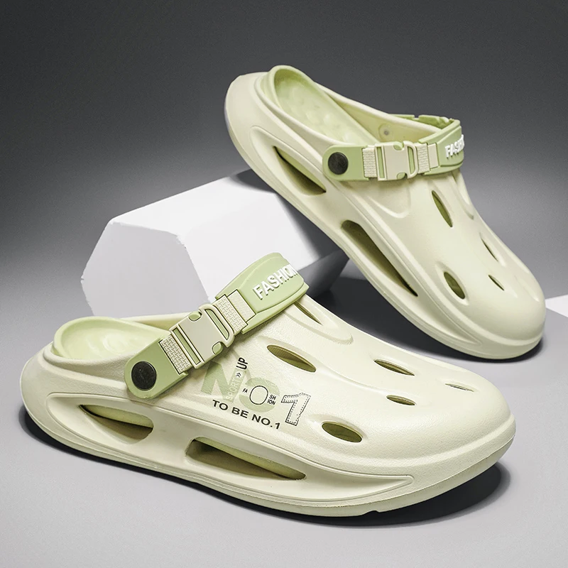 

Thick Platform Cloud Cushion Clogs Men Summer Non Slip Hole Shoes Outdoor Beach Casual Soft Sole Slides for Daily Walking
