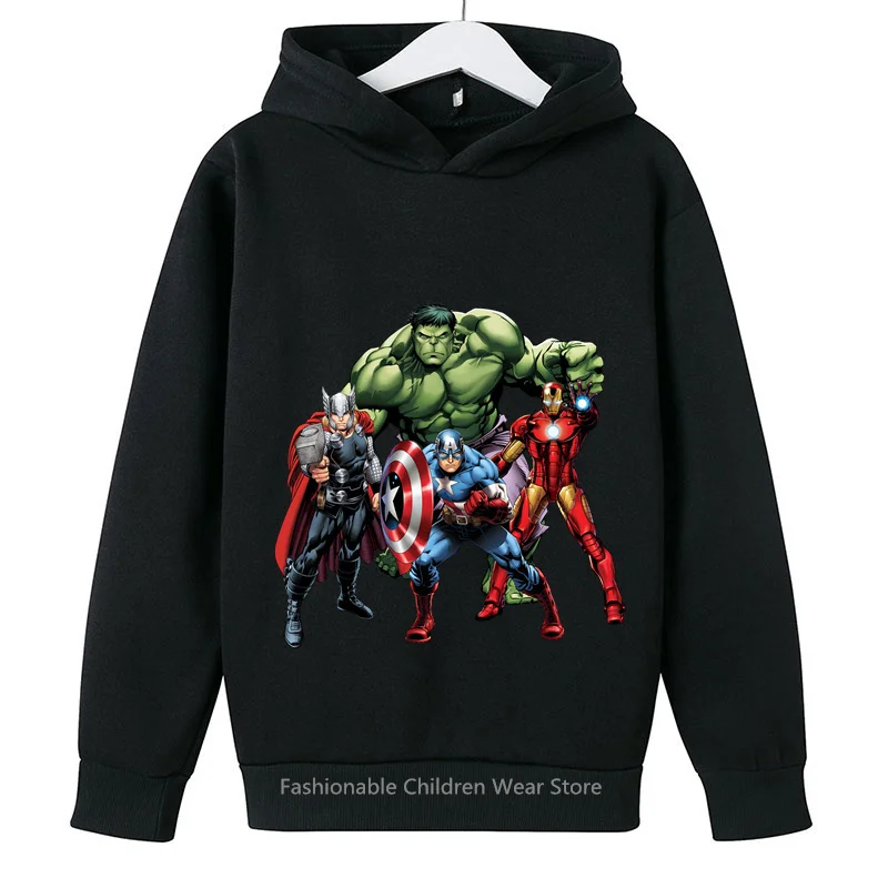 New Marvel Avengers Cartoon Design Children's Hoodie with Hood - Fashionable & Cozy for Boys & Girls' Leisure