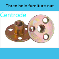 Iron plate nut furniture plywood on lock nut sofa foot lock galvanized three-hole nut M6 M8 M10 4pcs