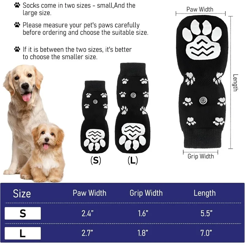 Popular 4 Pcs Dog Non-slip Socks, Dog Socks with Adjustable Straps, Cotton Dog Socks for Large and Small Dogs S/M/L High Quality
