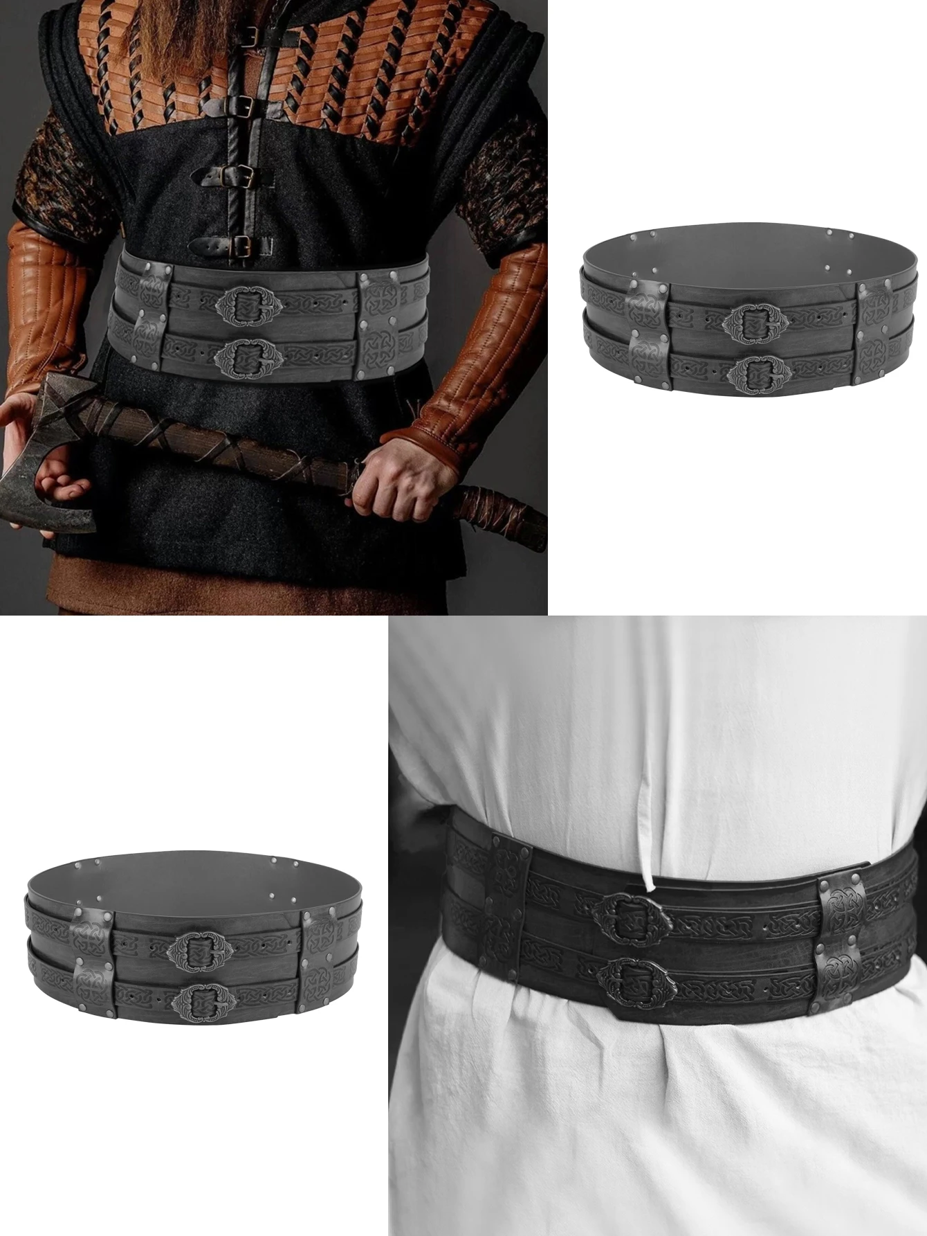 Viking renesansowy pas celtycka szeroki pas skórzany męski średniowieczny pasek przygodowy wojownik z wytłoczonym przebranie na karnawał akcesorium