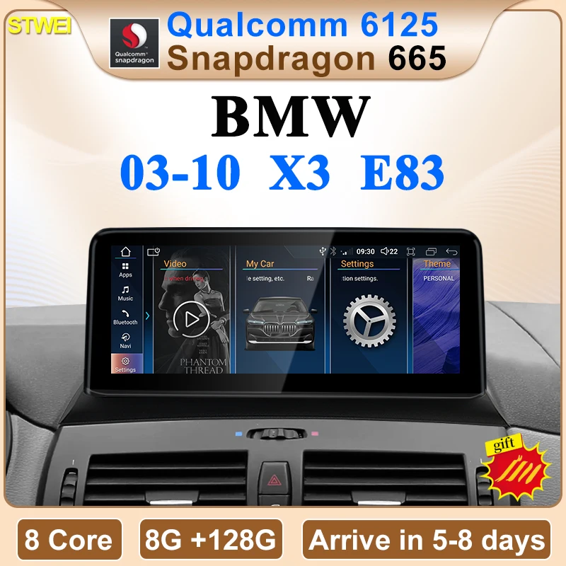 STWEI NOWY ID8 Snapdragon665 8-rdzeniowy 8G 128G Android12 Carplay Auto Do BMW X3 E83 Centralny Multimedialny Odtwarzacz Wideo Samochodowy Ekran Nawigacyjny