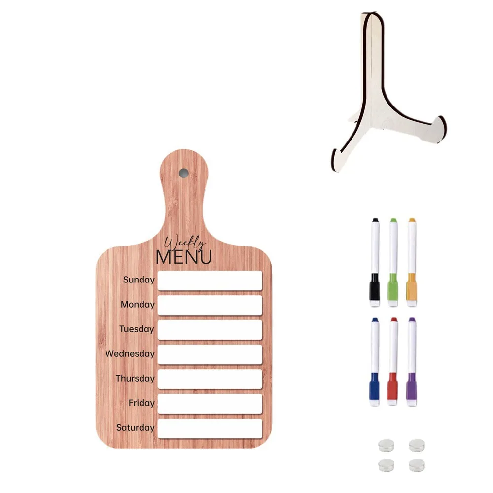 

Note Board Magnetic Fridge Meal Planner Wood with Pen Food Planning Board Weekly Food Menu Board Home