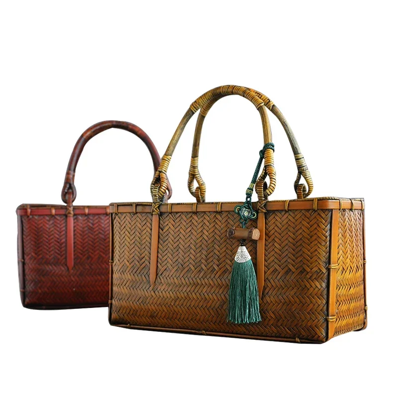 

%a Bamboo Weaving String Bag Making Old Storage Bags Tea Set Storage Suitcase