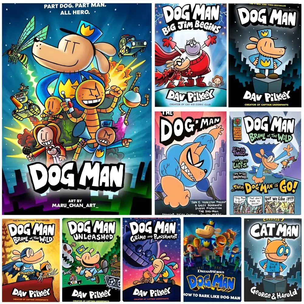 Anime Dog Man Poster Self-adhesive Art Waterproof Paper Sticker Coffee House Bar Room Wall Decor