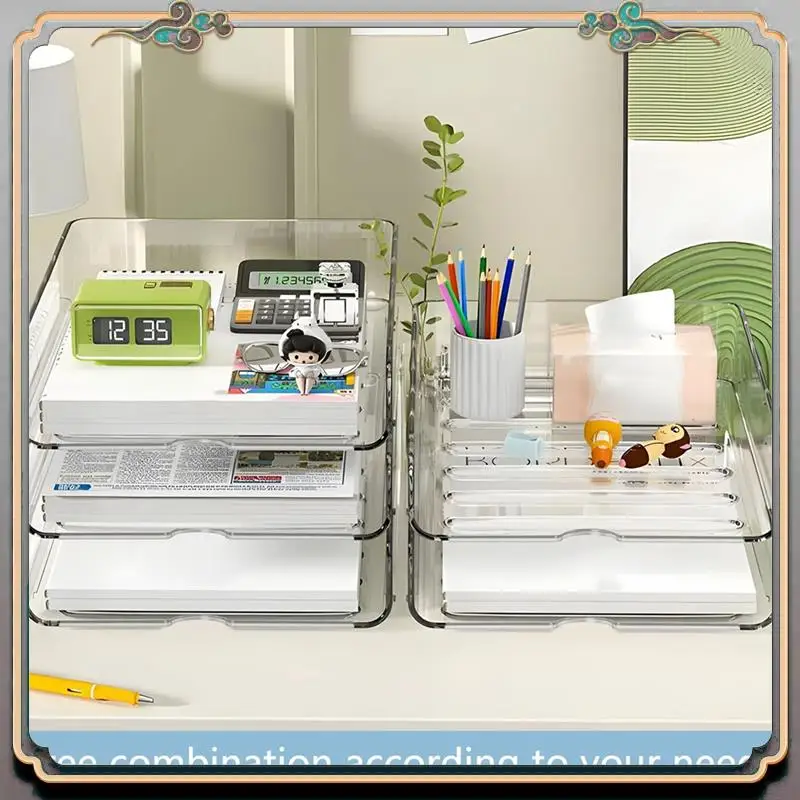 Durable 4-Tier Paper Organizer For Desk, Stackable Desk Organizer Paper Tray, Desk Accessories & Workspace Organizers