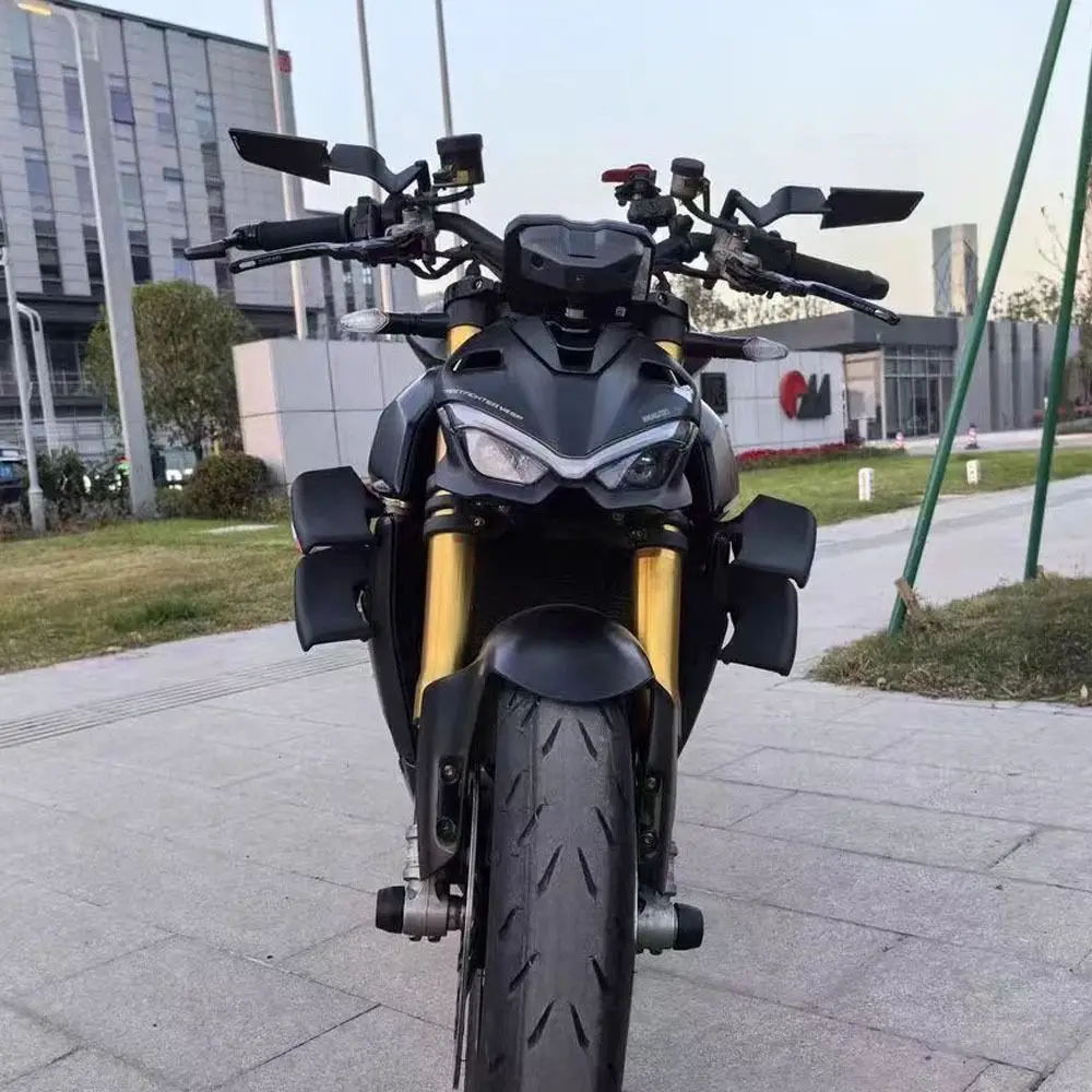 1Pair Frosted Black Motorcycle Wing Mirrors Aluminum Alloy Adjustable Stealth Mirrors Anti-vertigo Lens Adjustable Mirrors