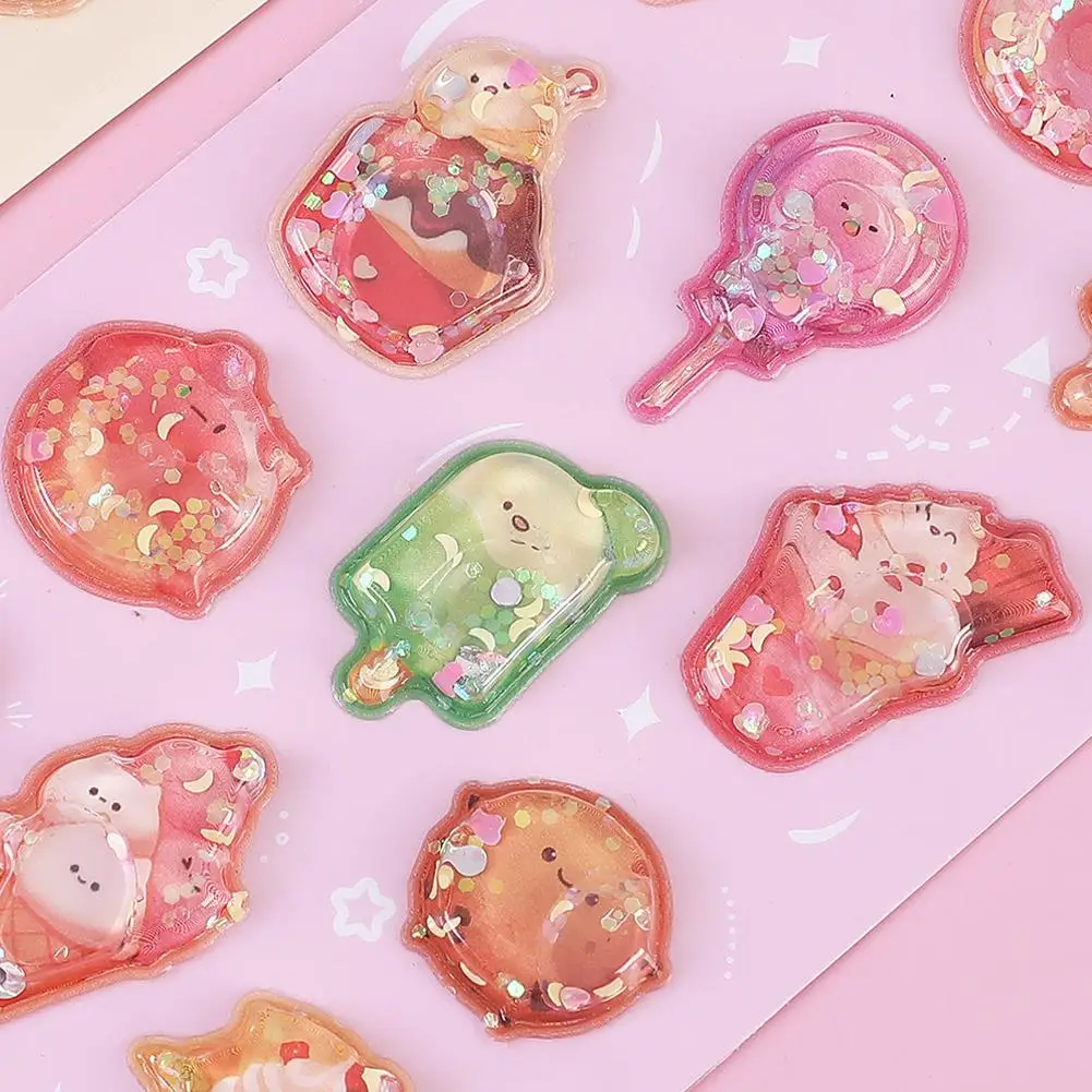 

3D Embossed Crystal Stickers Adorable Cartoon Food Series Journal Decals Assorted Decorative Scrapbooking Stickers