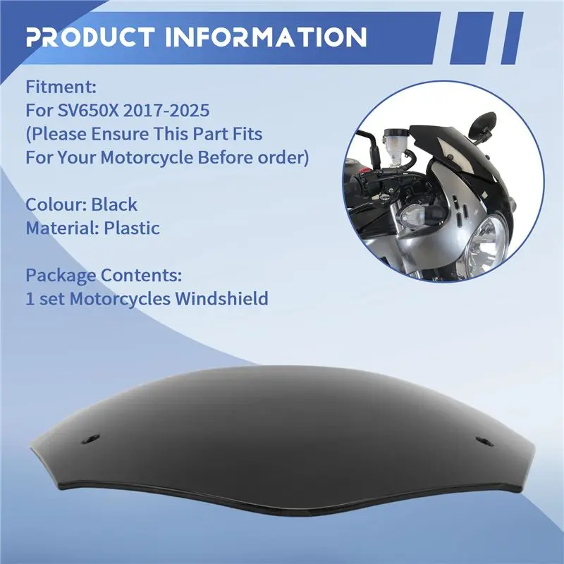 Customer Favorite For SV650X Windshield For SV650X Wind Deflector For SV650X Black