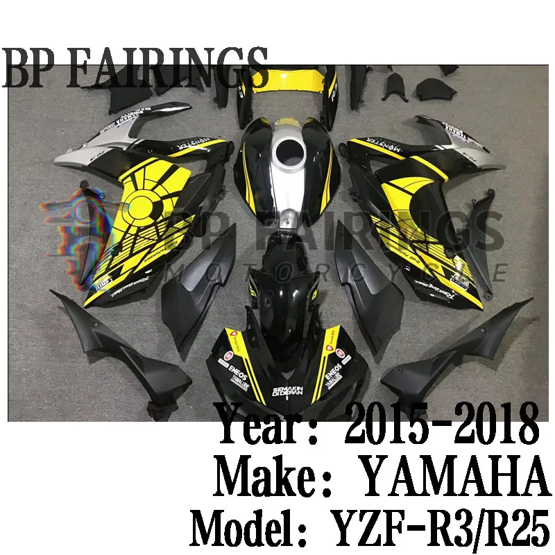 NEW ABS Fairings Kit Fit For YAMAHA YZF R3 2015 2016 2017 2018 Bodywork YZF-R25 15 16 17 18 set Yellow Black