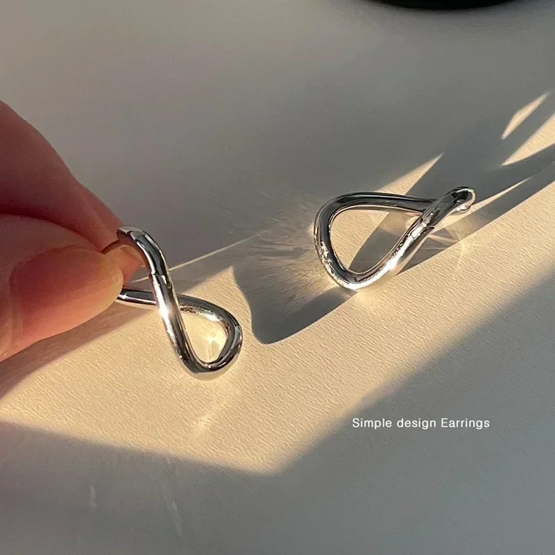 

Real 925 Sterling Silver Mini Twisted Geometric Hoop Earring for Women Minimalist Trendy Fine Jewelry Irregular Accessories