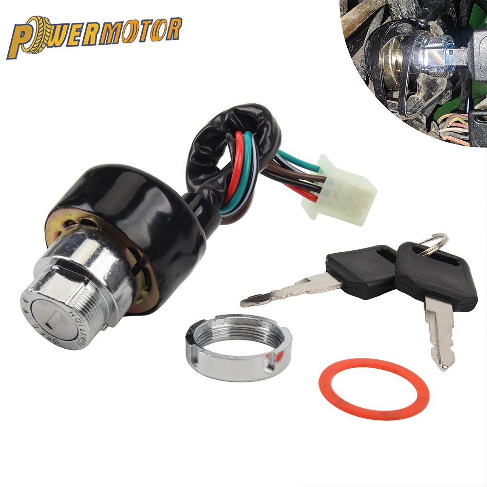 Motorcycle Ignition Switch 3 Position 6 Wire With 2 Keys for Yamaha Honda Suzuki Universal Scooter ATV Buggy Go Kart Quad Bike
